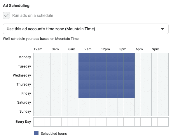 Facebook Ad Scheduling Tool