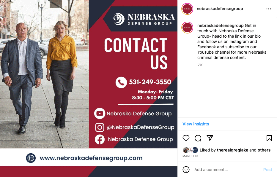nebraska-defense-group-social-media-account-promotion-law-firm-content-idea