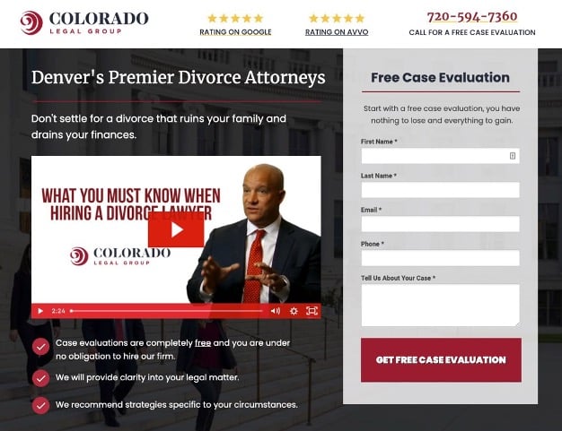 Landing Page for Divorce Attorneys Google Ads Marketing